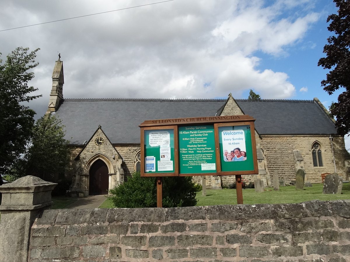 St Leonard's Church in Dinnington. Photo by Neil Theasby, CC BY-SA 2.0, via Wikimedia Commons. St Leonard's Church in Dinnington