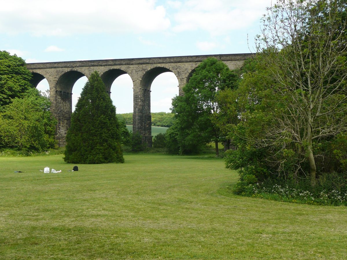 Penistone Viaduct. Photo by Humphrey Bolton, CC BY-SA 2.0, via Wikimedia Commons. Penistone Viaduct